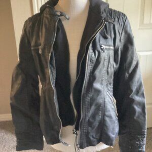 ✨ Lock & Love Biker Jacket with Removable Hoodie - Size L ✨